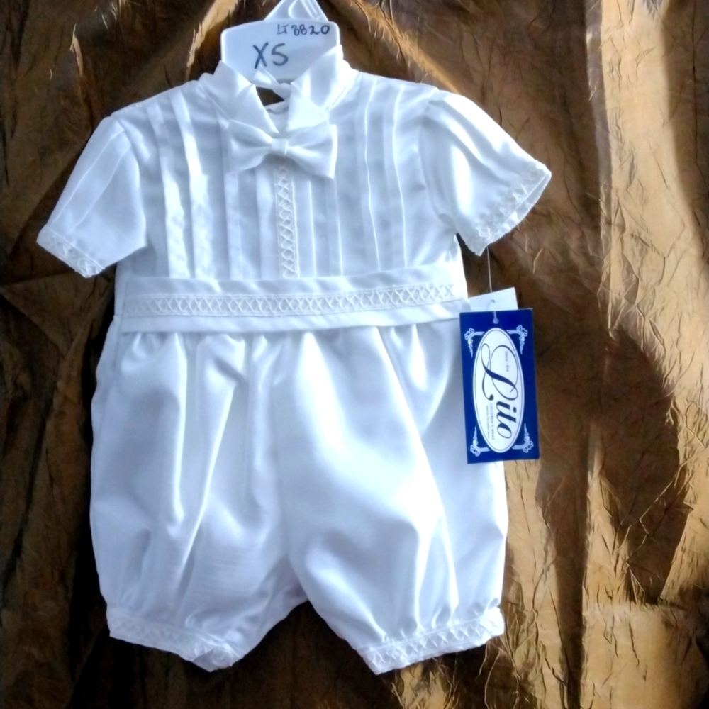 Little 8820 White infant Boy's Baptismal/Christening outfit with cap